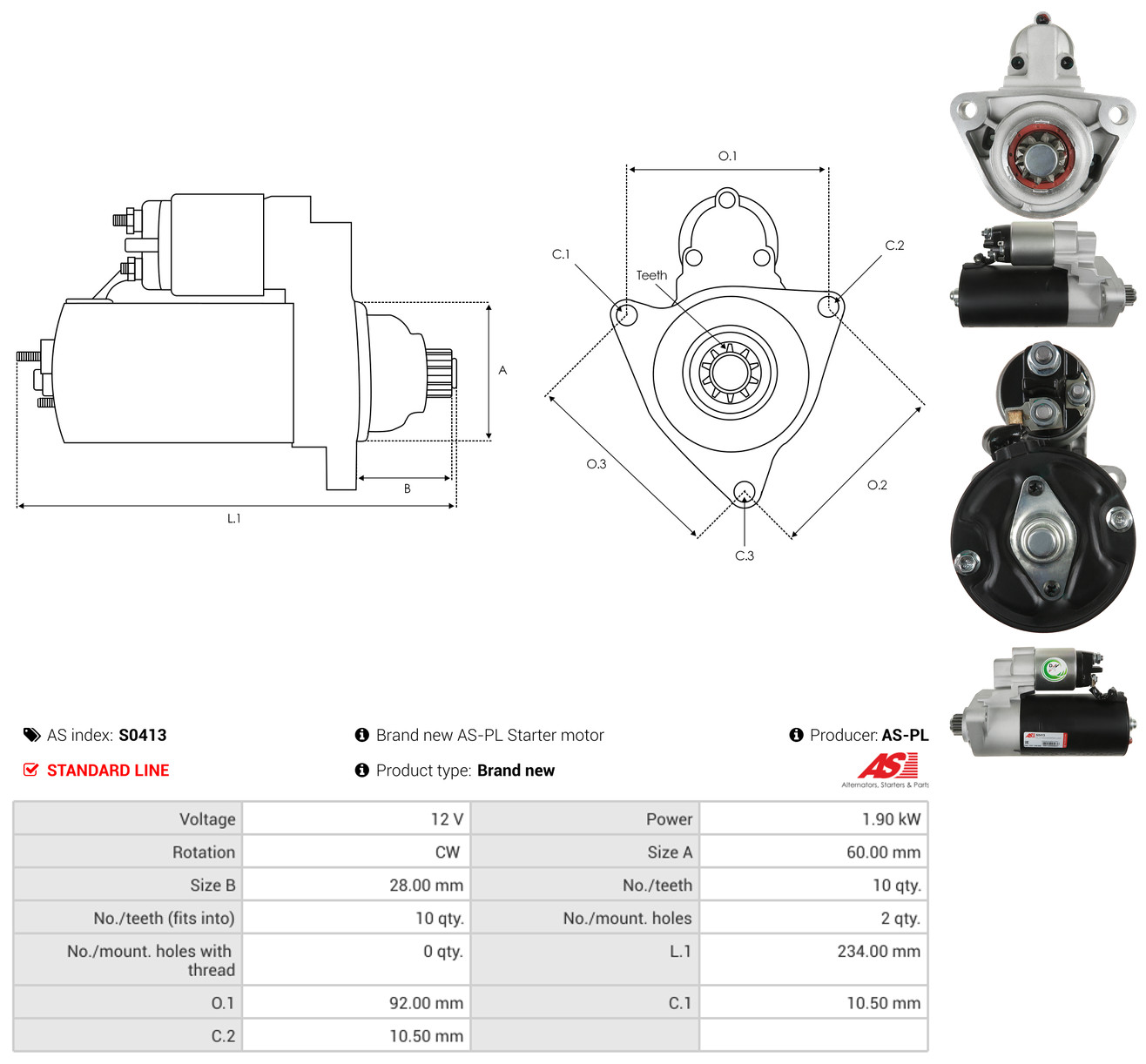 AS-PL Starter s0413 for PORSCHE