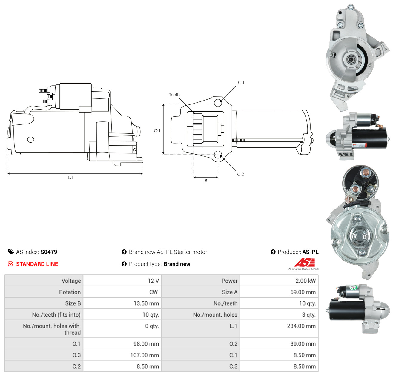 AS-PL Starter s0479 for STEYR BMW