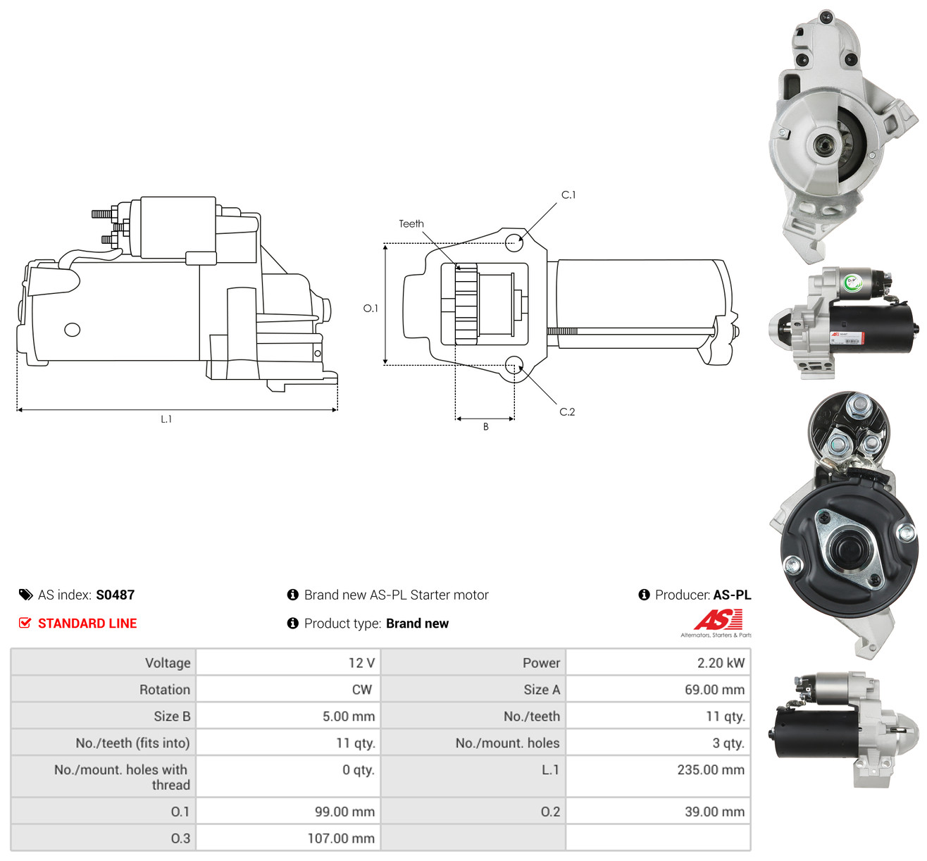 AS-PL Starter s0487 for BMW
