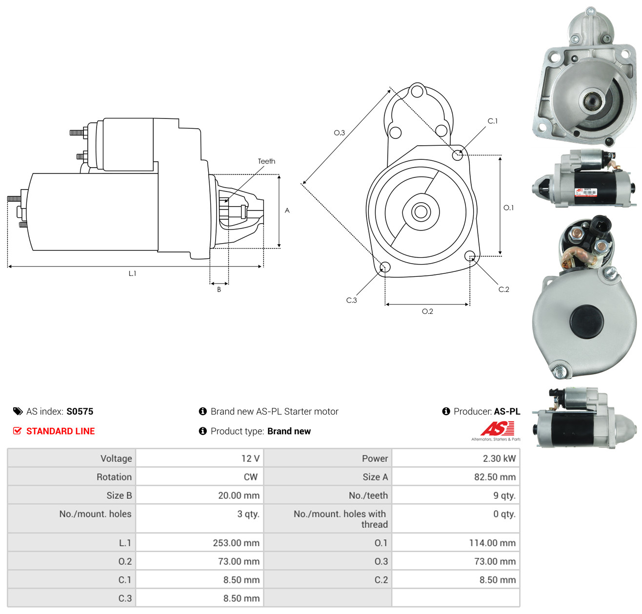 AS-PL Starter s0575 for CHRYSLER