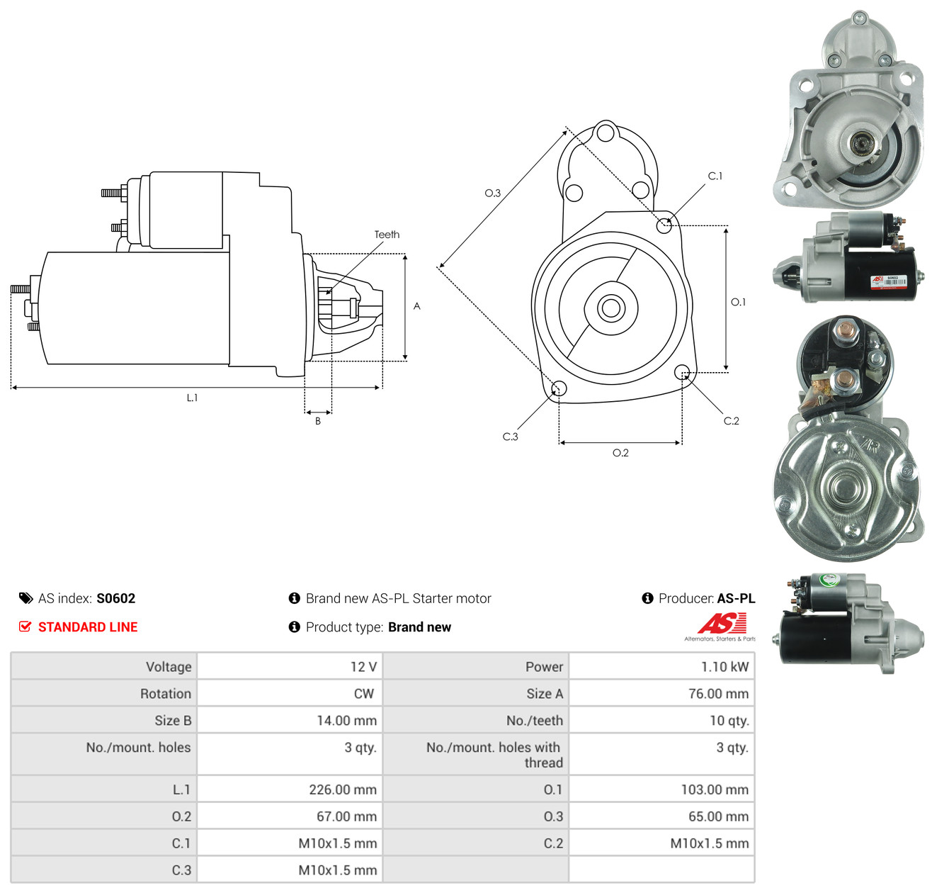 AS-PL Starter s0602 for FORD