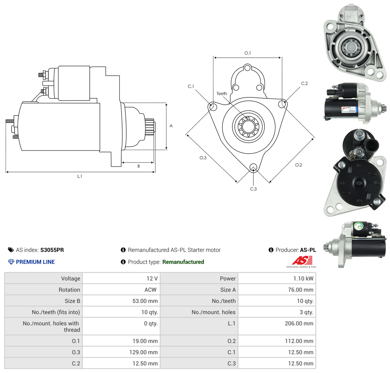 AS-PL Starter s3055pr for VW