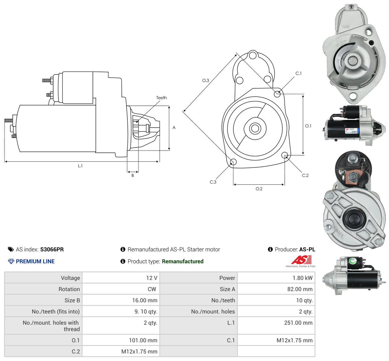 AS-PL Starter s3066pr for FERRARI VW