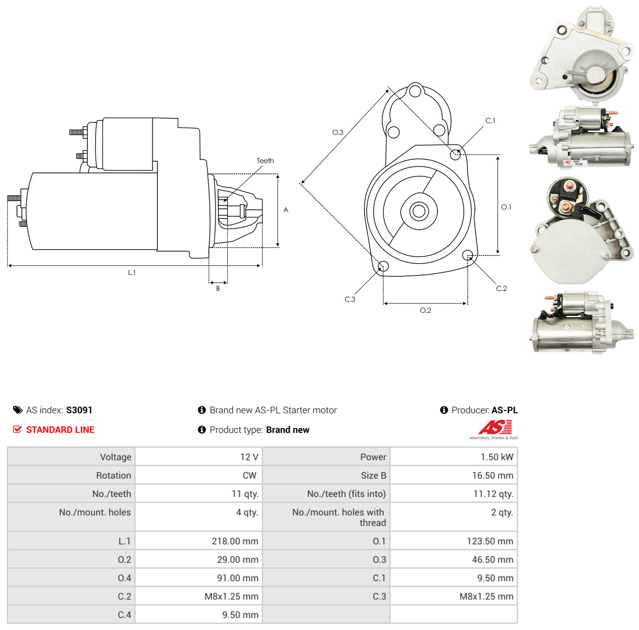 AS-PL Starter s3091 for TOYOTA