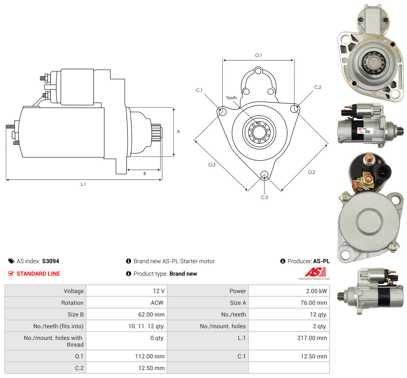 AS-PL Starter s3094 for VW