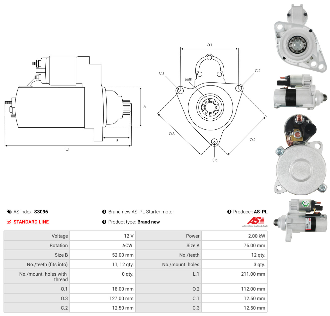 AS-PL Starter s3096 for VW