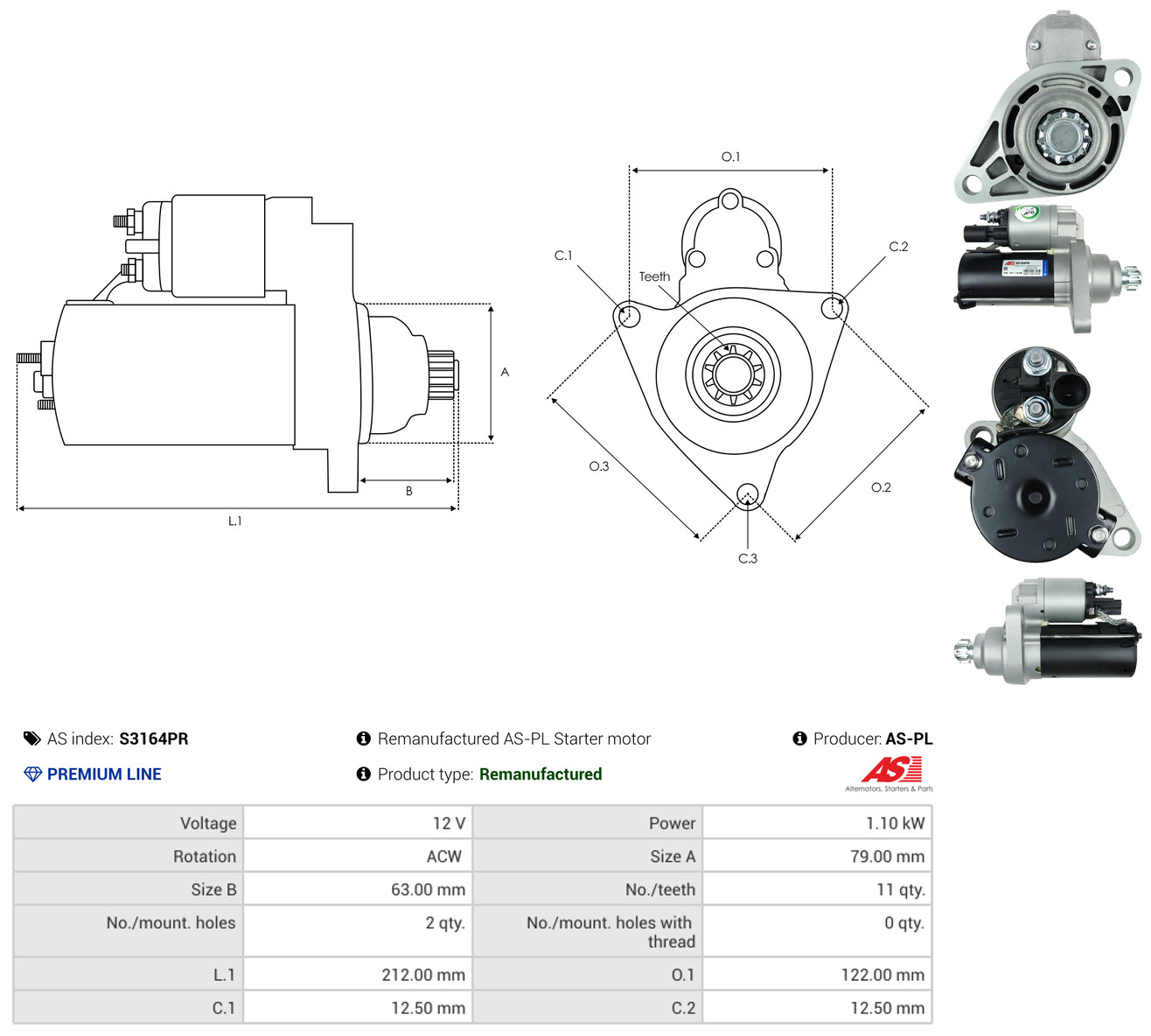 AS-PL Starter s3164pr for VW
