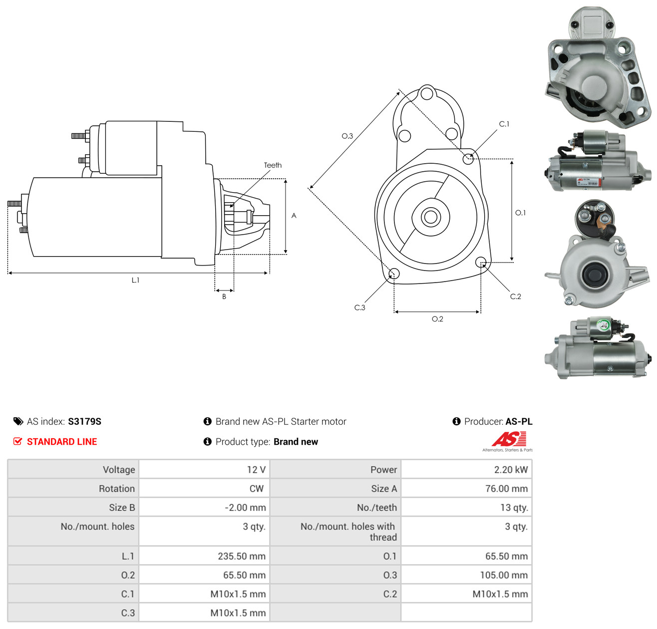 AS-PL Starter s3179s for VOLVO