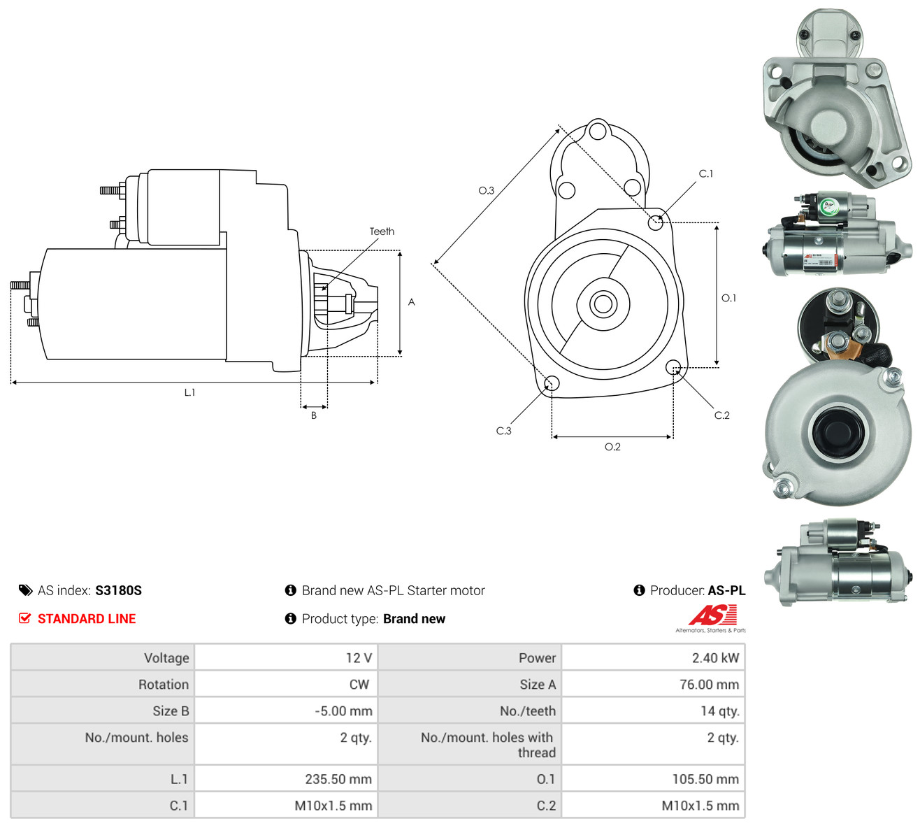 AS-PL Starter s3180s for VOLVO