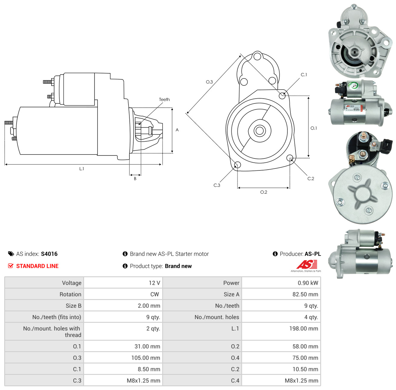 AS-PL Starter s4016 for VW