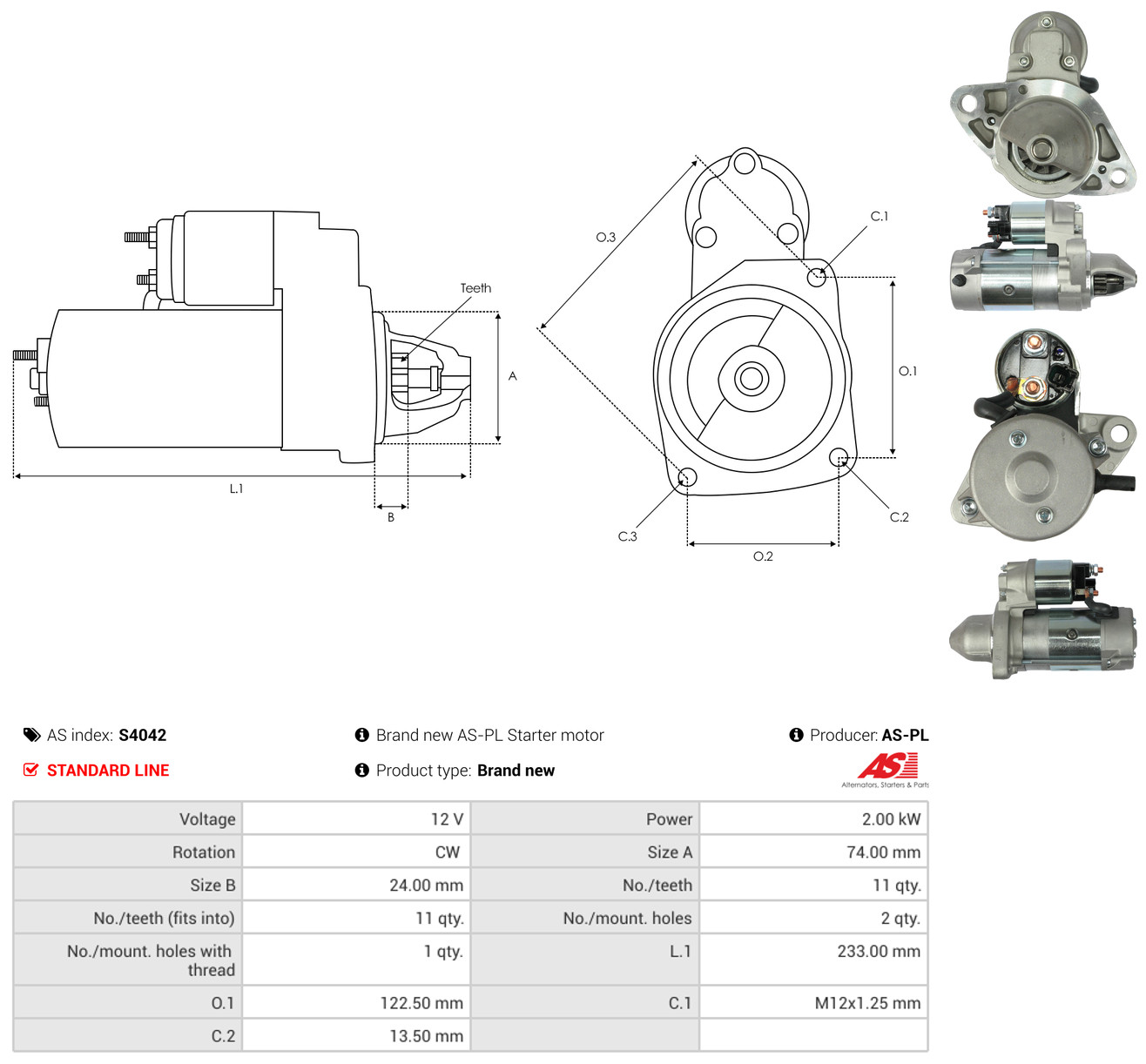 AS-PL Starter s4042 for TOYOTA