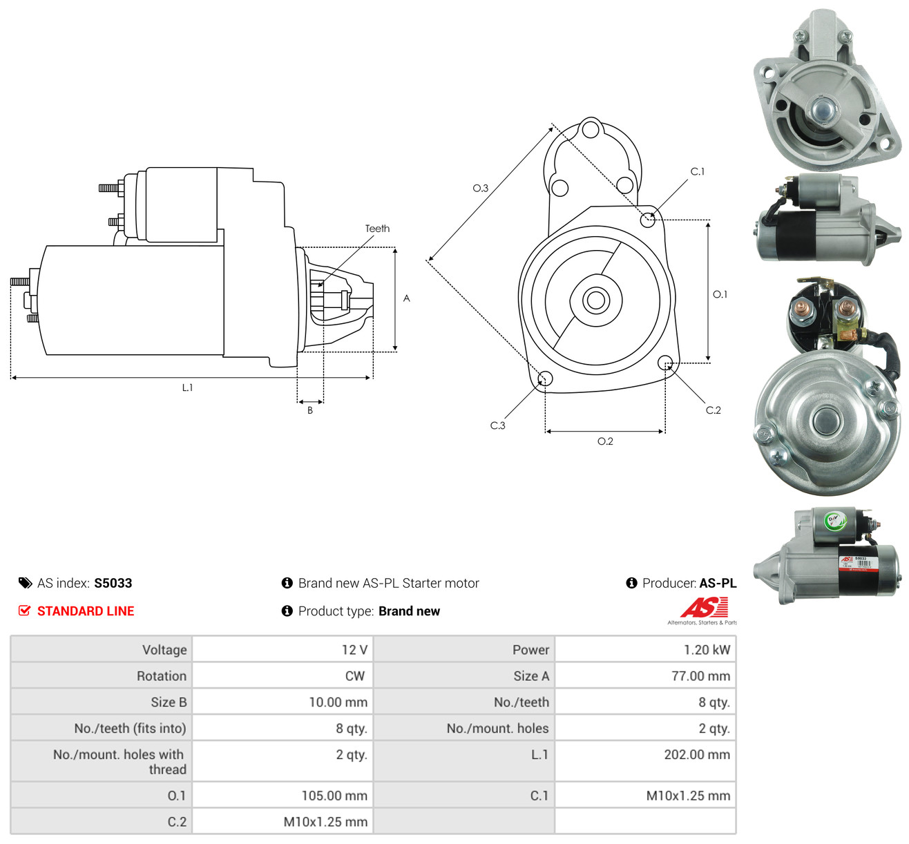 AS-PL Starter s5033 for VOLVO MITSUBISHI