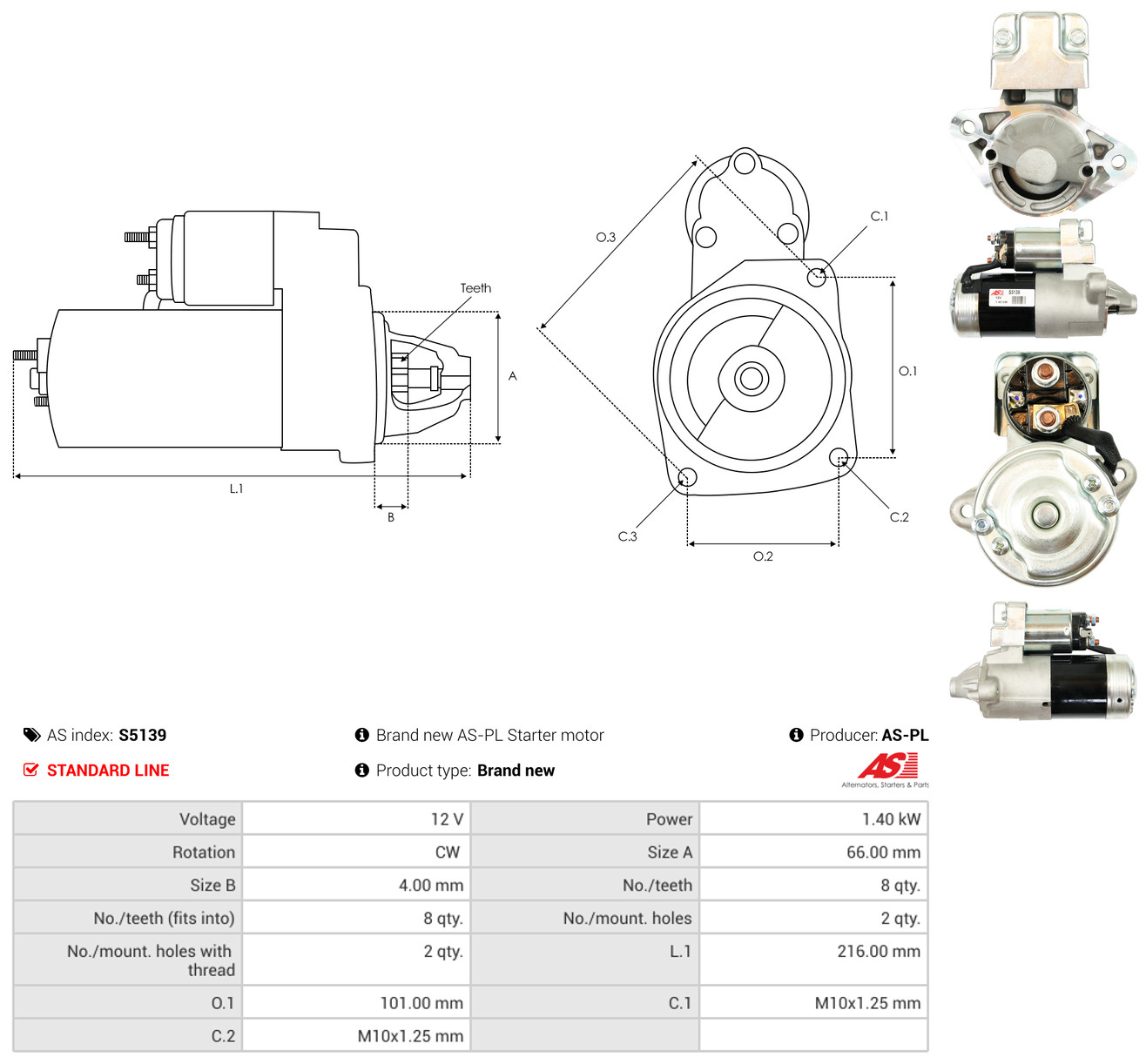 AS-PL Starter s5139 for MITSUBISHI SUZUKI