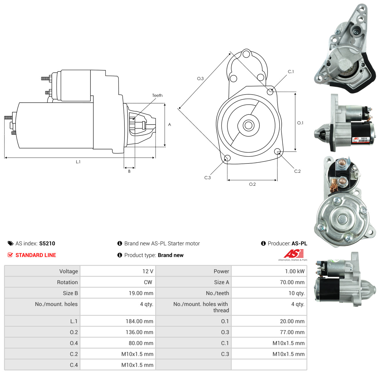 AS-PL Starter s5210 for MITSUBISHI NISSAN
