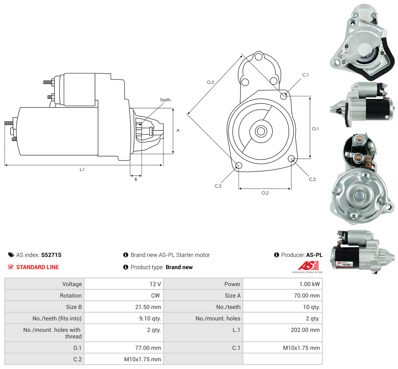 AS-PL Starter s5271s for NISSAN MITSUBISHI