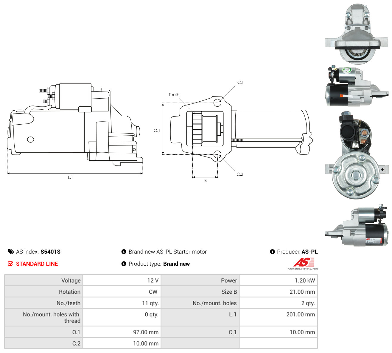 AS-PL Starter s5401s for MAZDA MITSUBISHI
