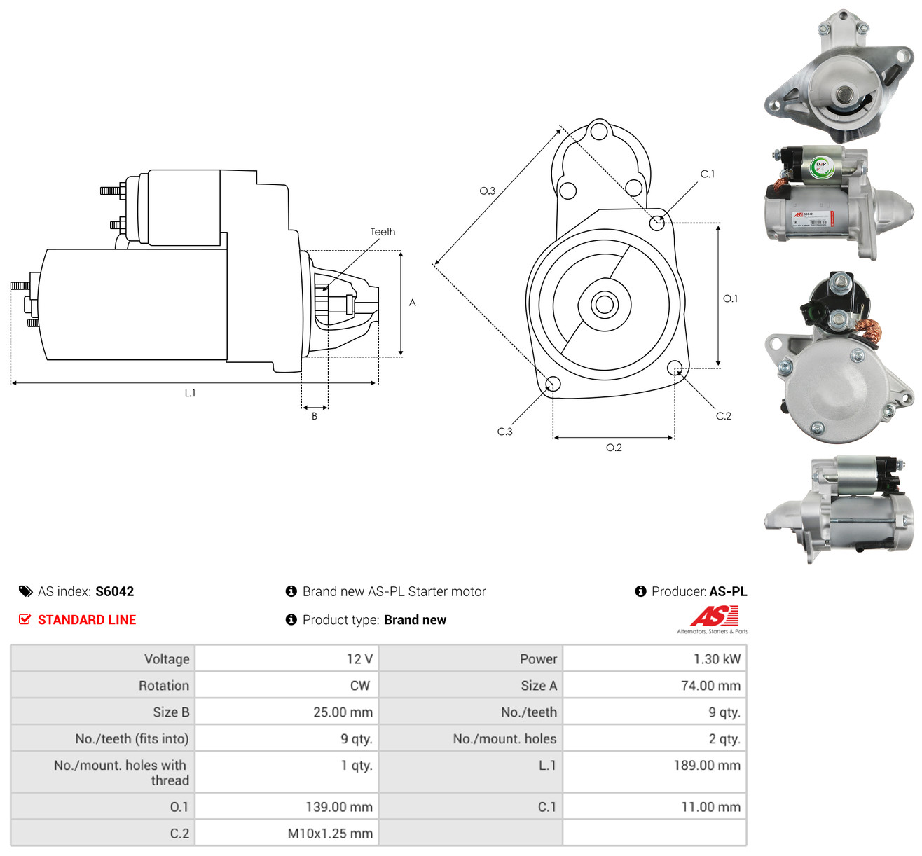 AS-PL Starter s6042 for TOYOTA