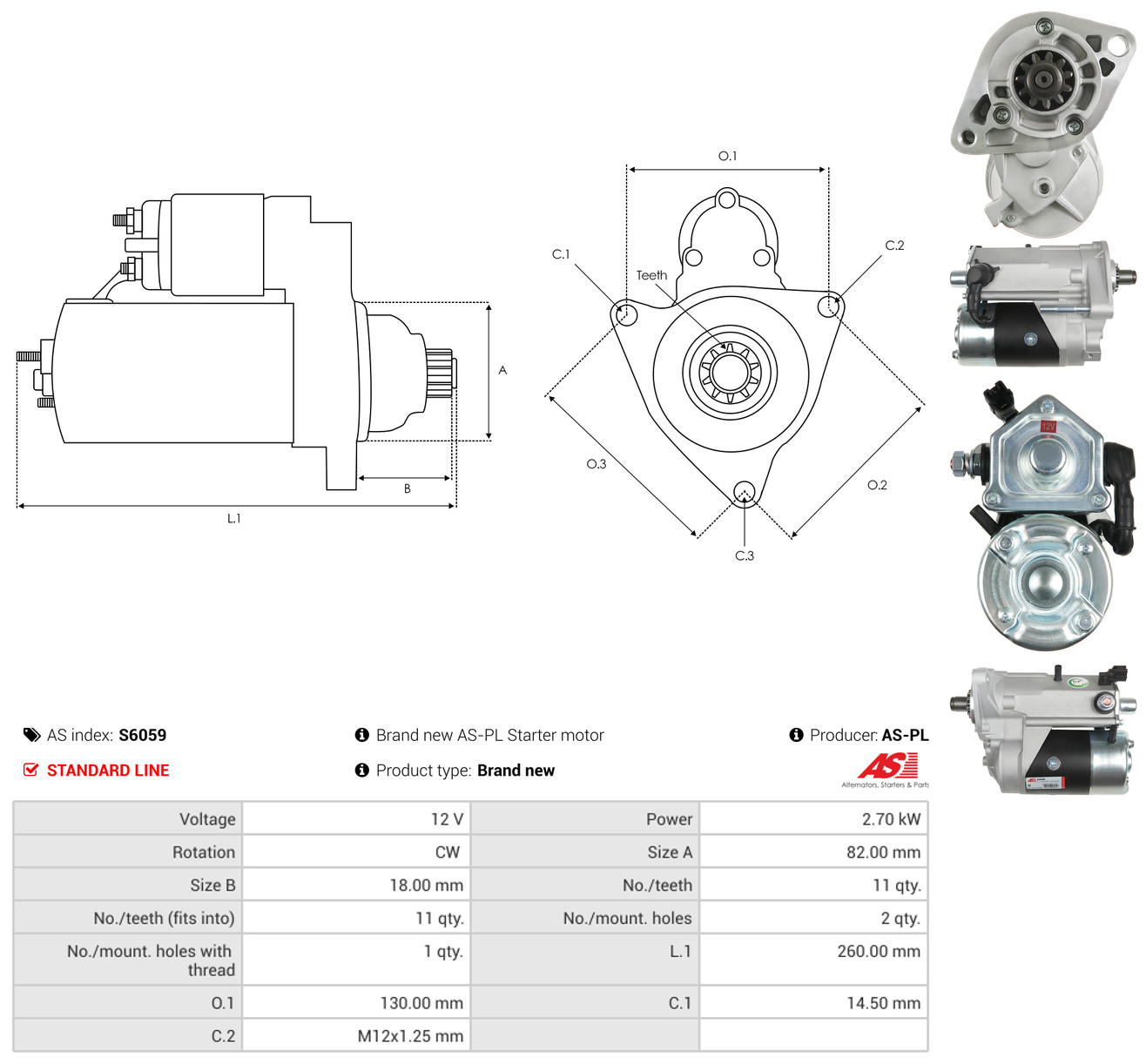 AS-PL Starter s6059 for TOYOTA