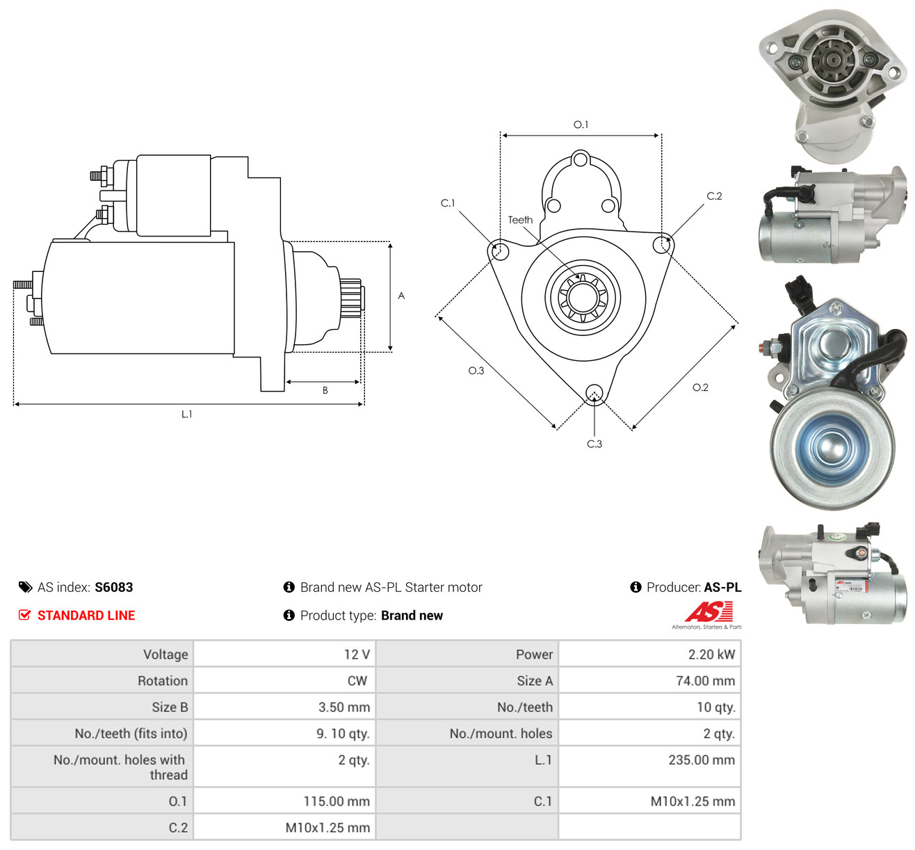 AS-PL Starter s6083 for TOYOTA