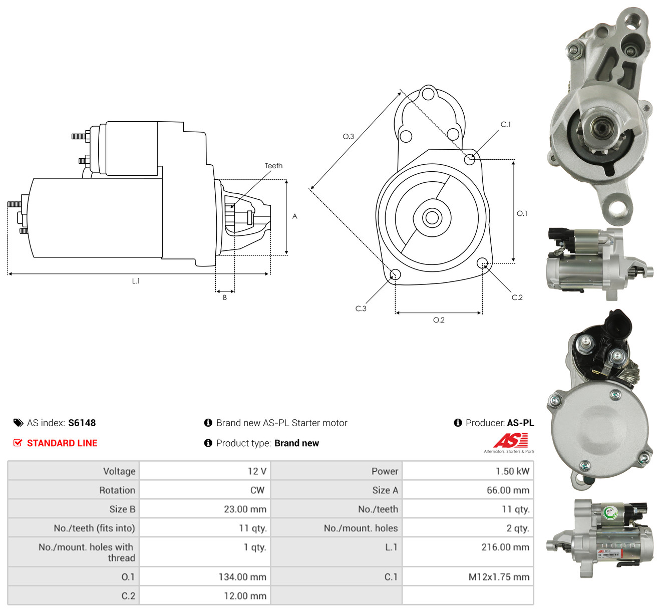 AS-PL Starter s6148 for VW