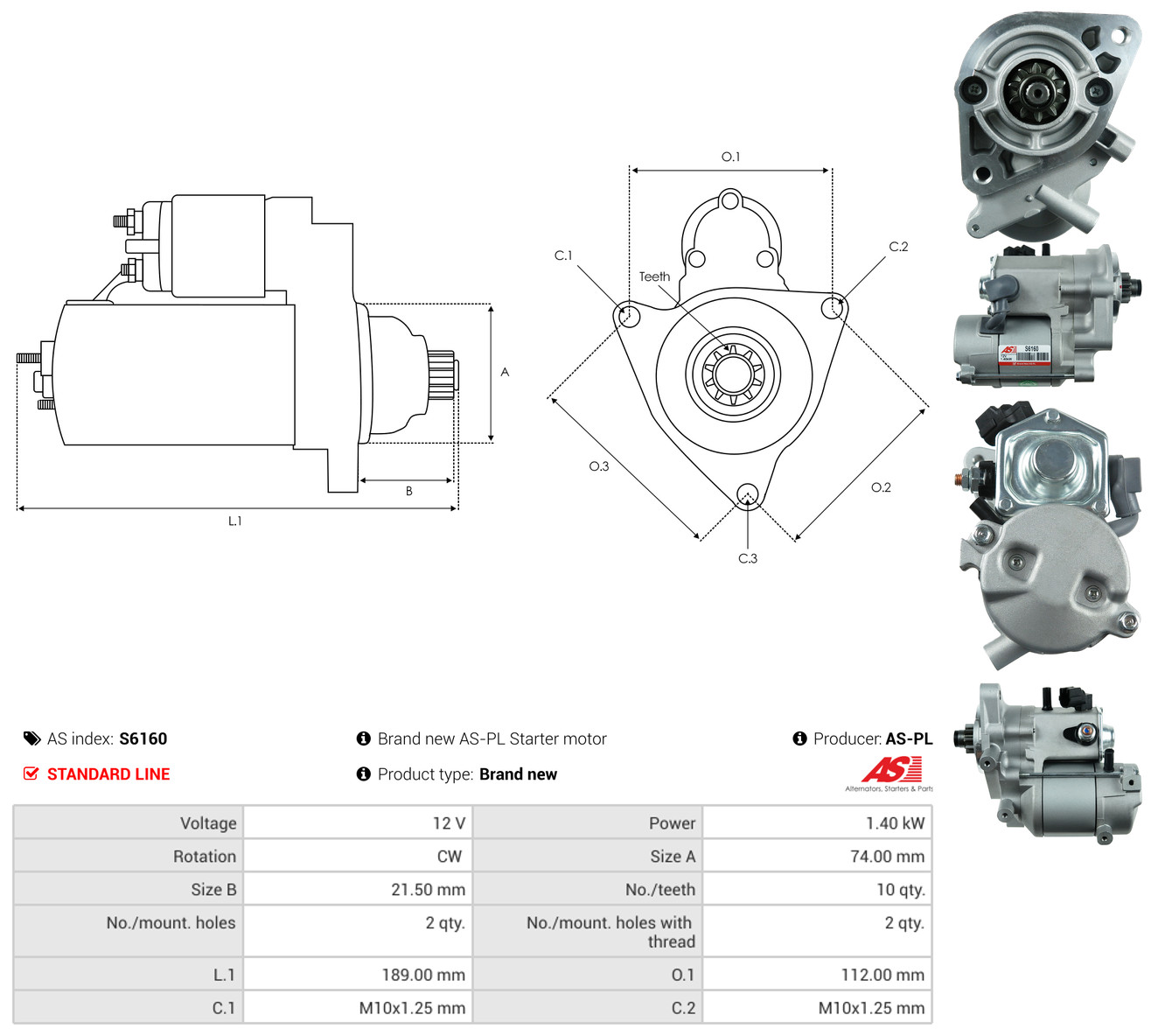 AS-PL Starter s6160 for TOYOTA