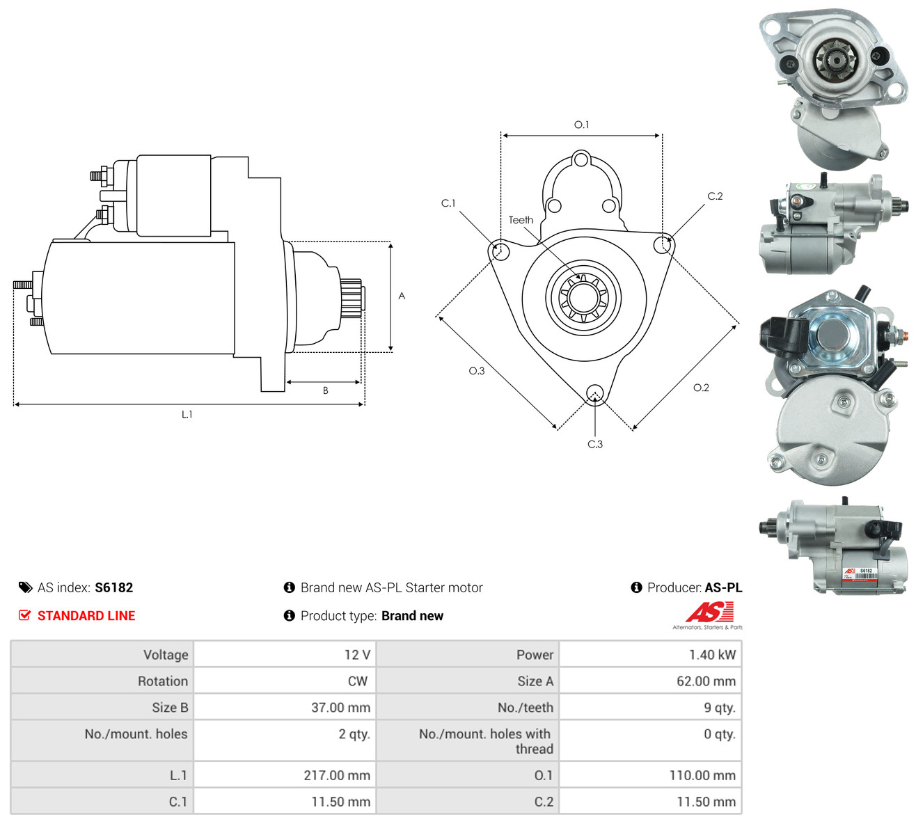 AS-PL Starter s6182 for JAGUAR