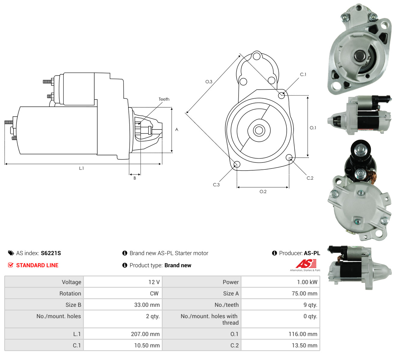 AS-PL Starter s6221s for HONDA