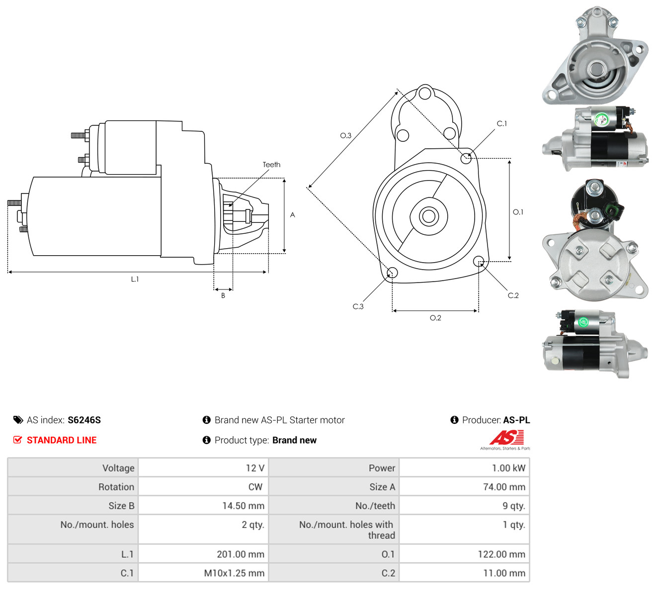 AS-PL Starter s6246s for TOYOTA