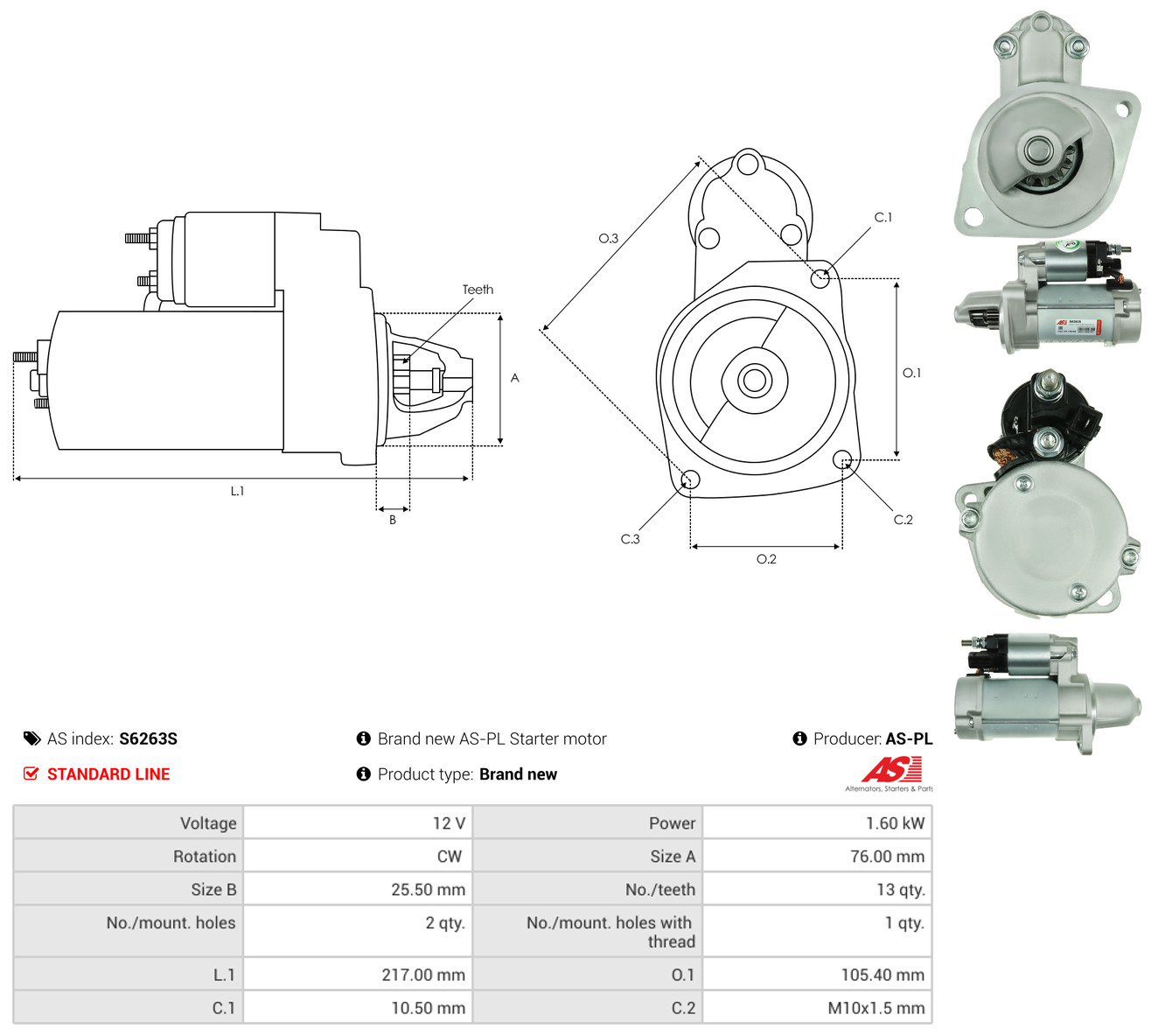 AS-PL Starter s6263s for BMW