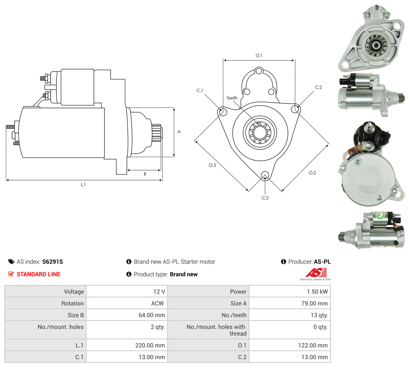 AS-PL Starter s6291s for VW