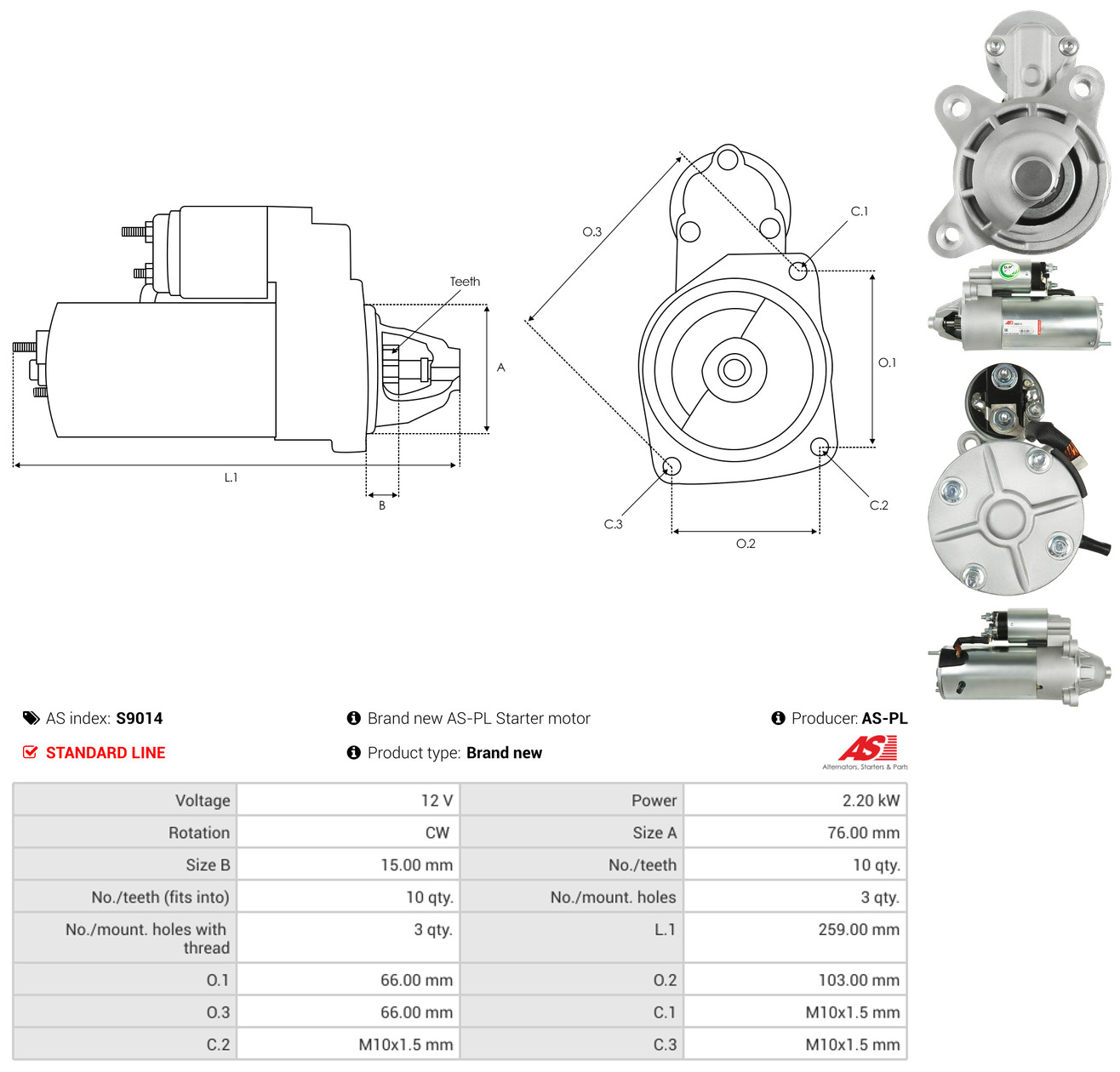 AS-PL Starter s9014 for FORD