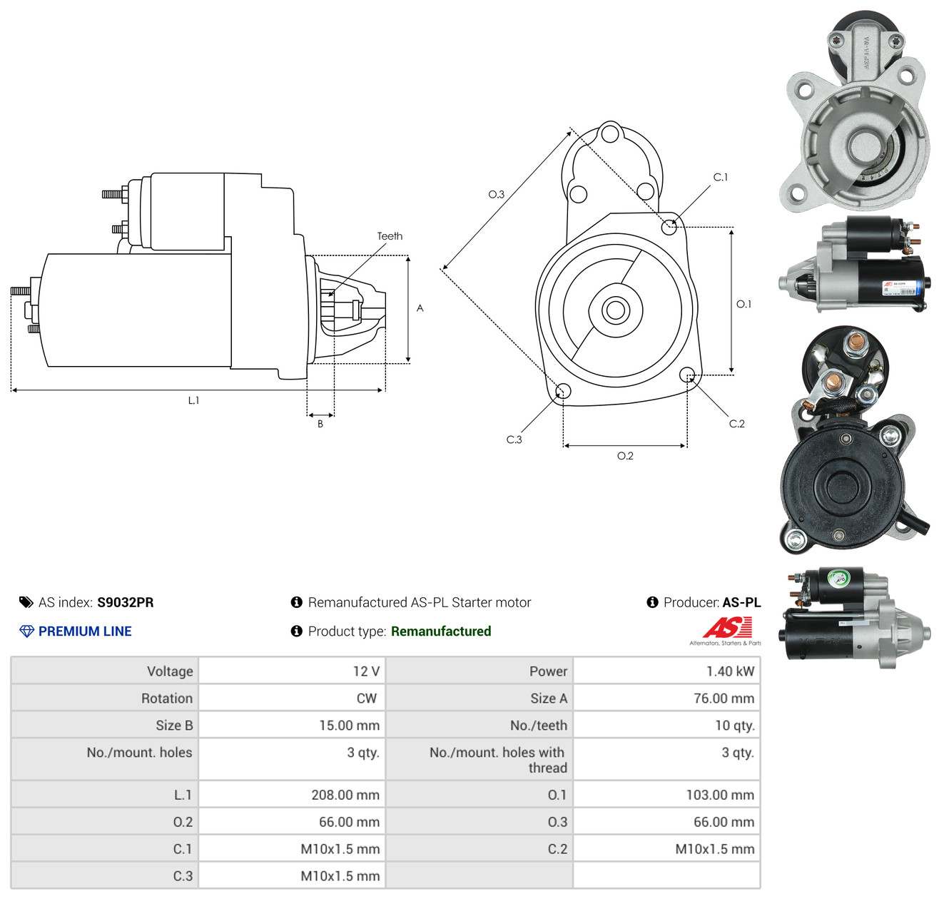 AS-PL Starter s9032pr for FORD