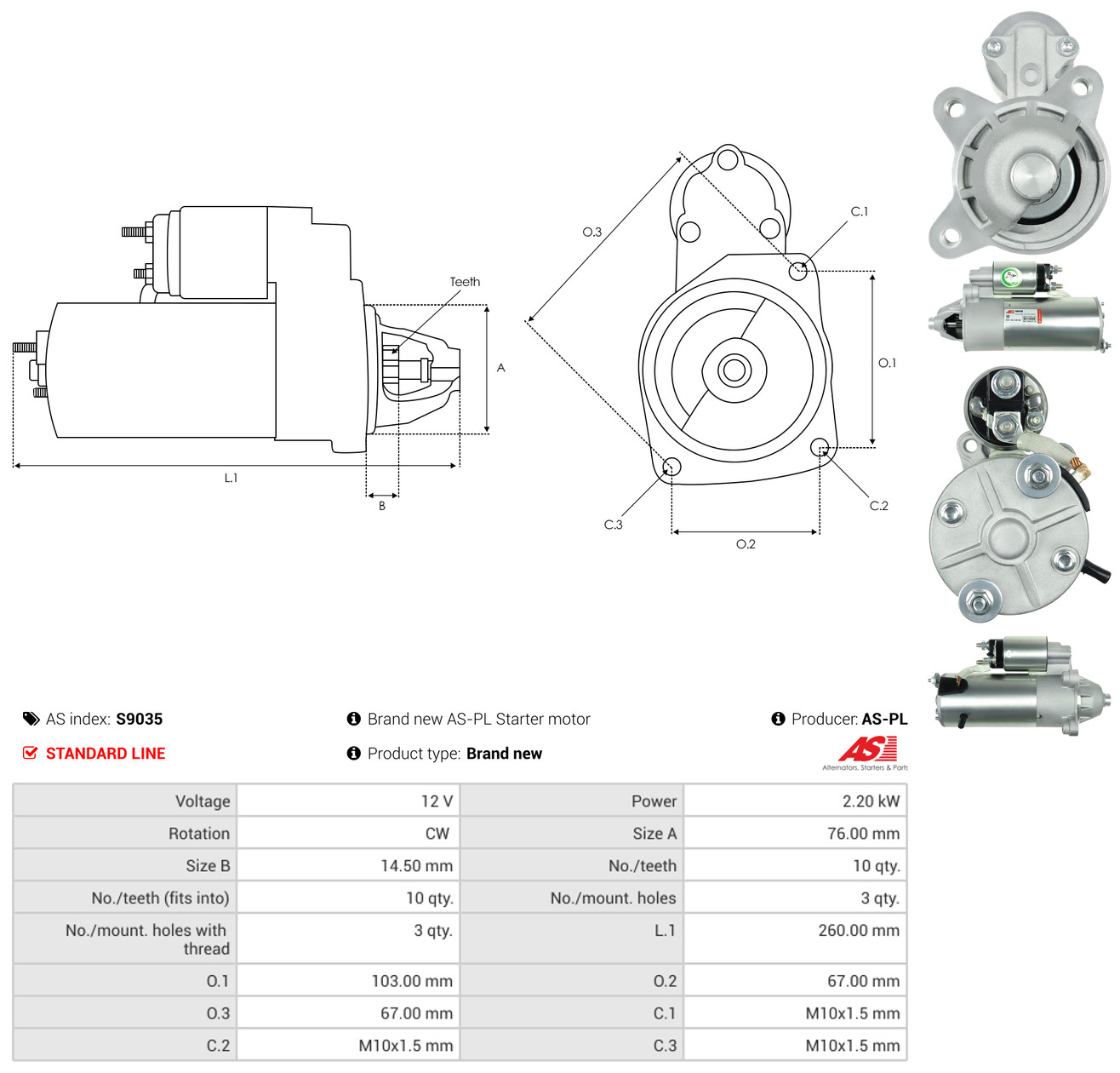 AS-PL Starter s9035 for FORD