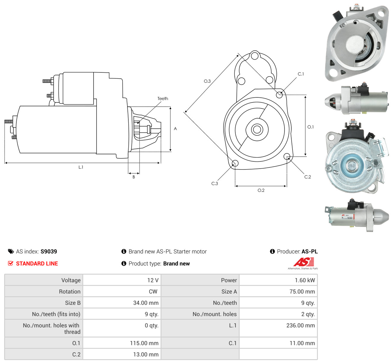 AS-PL Starter s9039 for HONDA