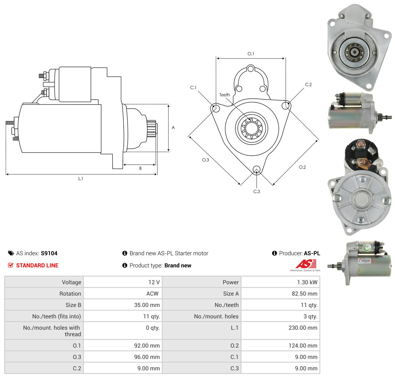 AS-PL Starter s9104 for LADA
