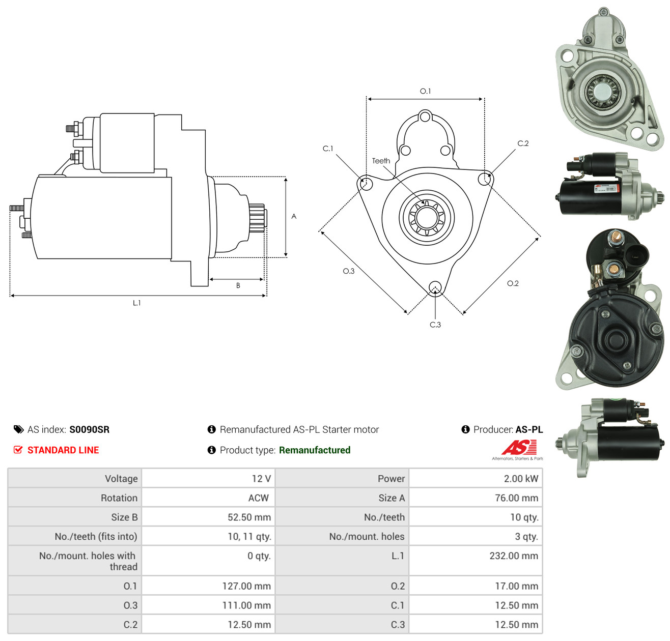 AS-PL Starter s0090sr for VW