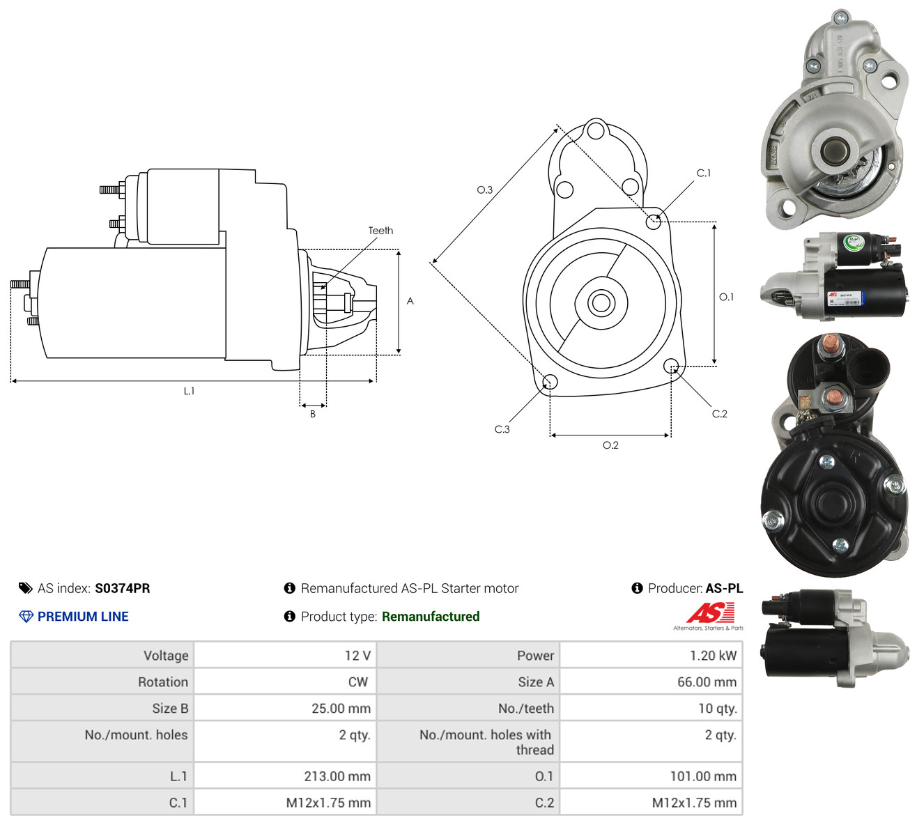 AS-PL Starter s0374pr for VW