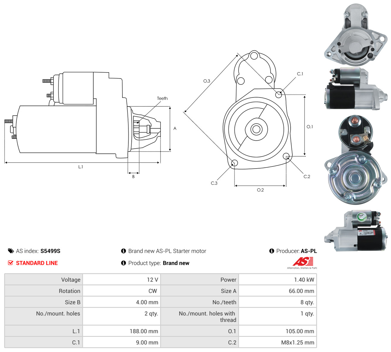 AS-PL Starter s5499s for MITSUBISHI SUZUKI