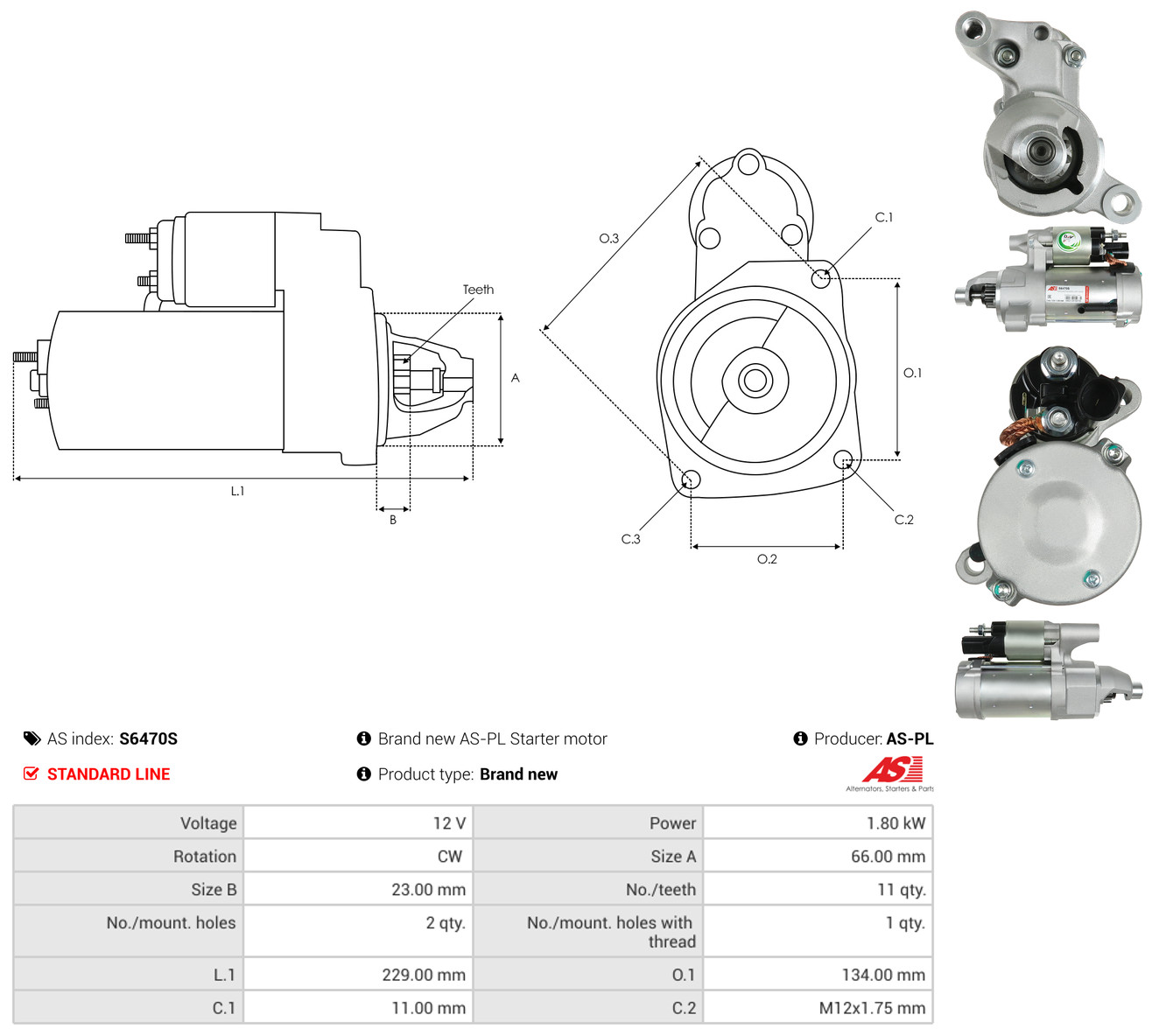 AS-PL Starter s6470s for VW