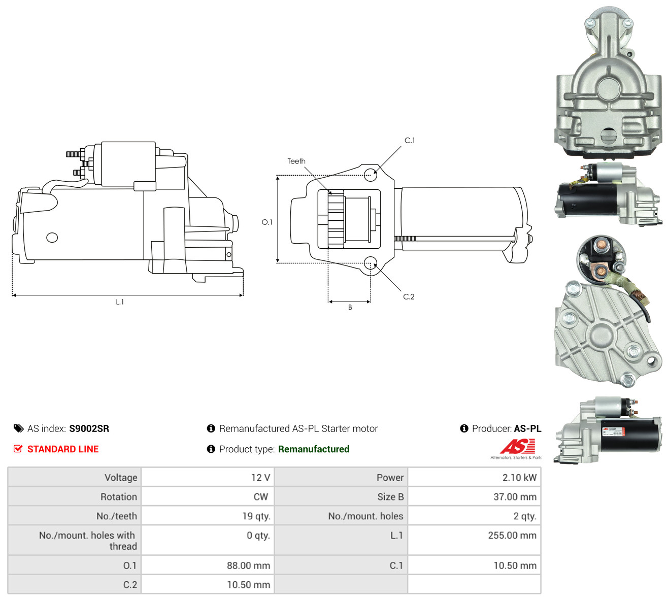 AS-PL Starter s9002sr for FORD JAGUAR