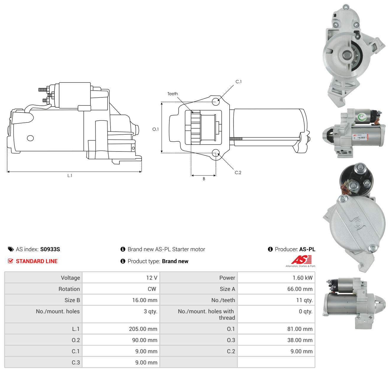 AS-PL Starter s0933s for BMW