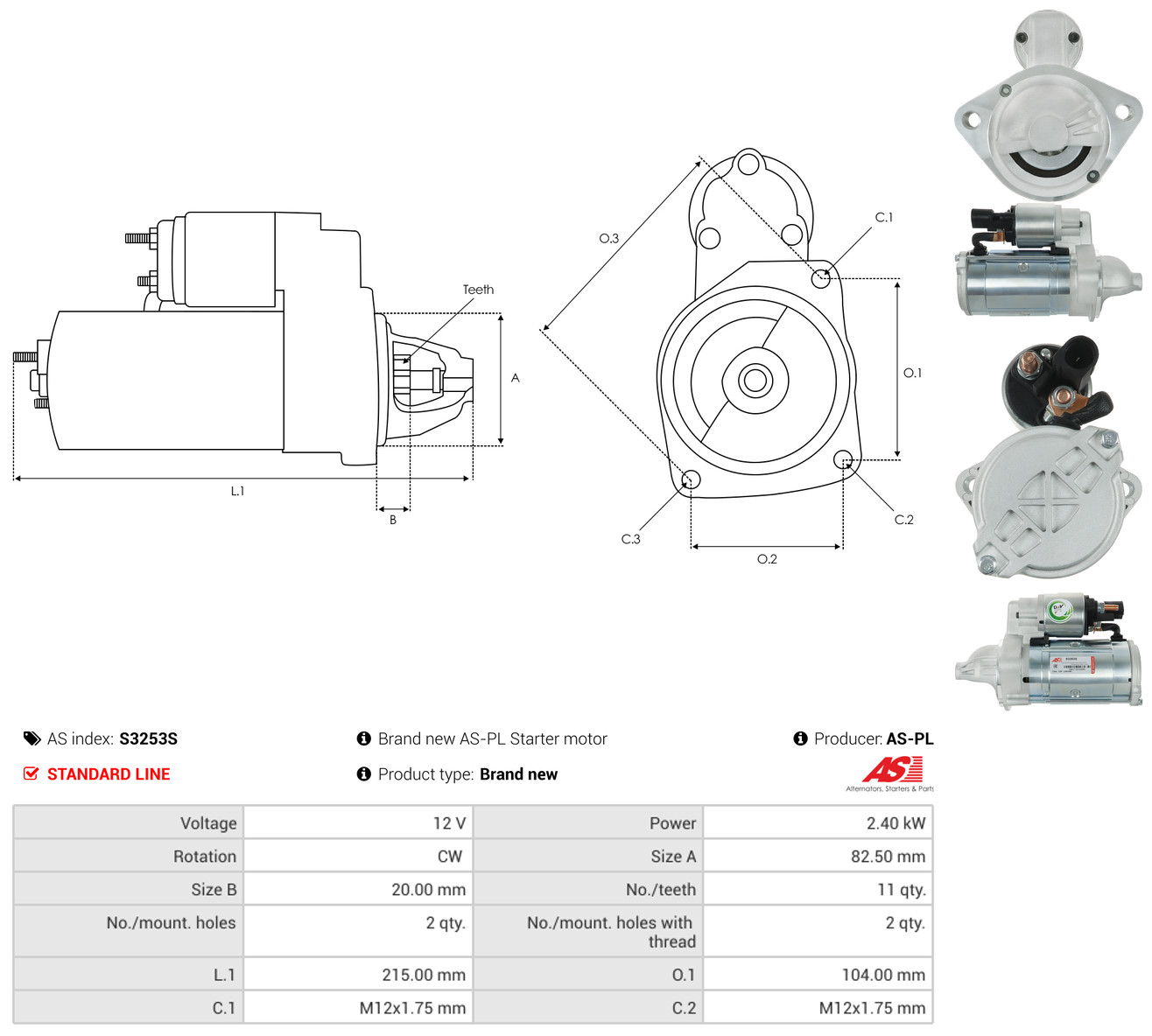AS-PL Starter s3253s for VW