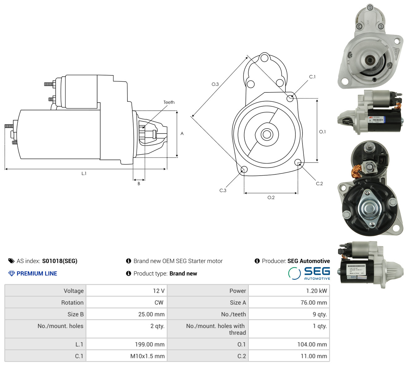 AS-PL Starter s01018seg for BMW