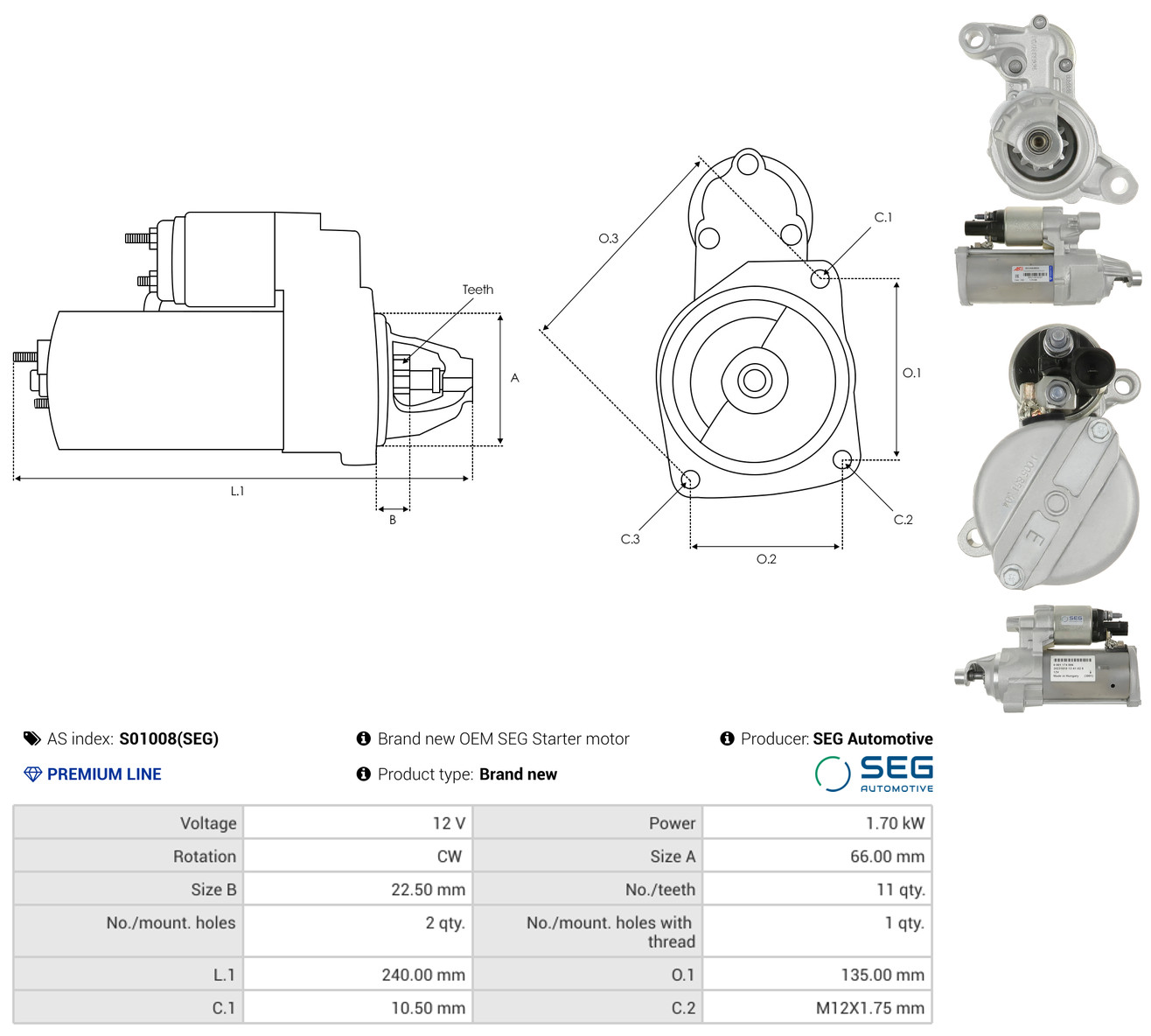 AS-PL Starter s01008seg for VW