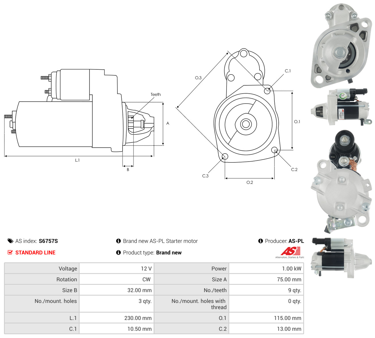 AS-PL Starter s6757s for HONDA