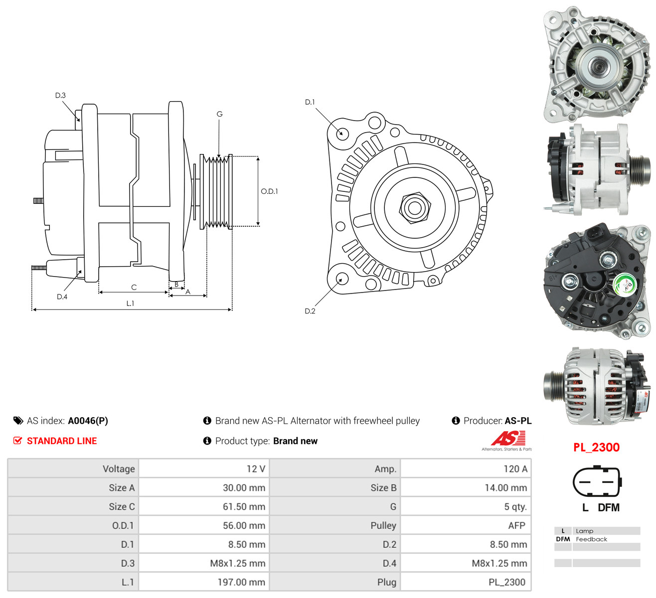 AS-PL Generator a0046p for VW