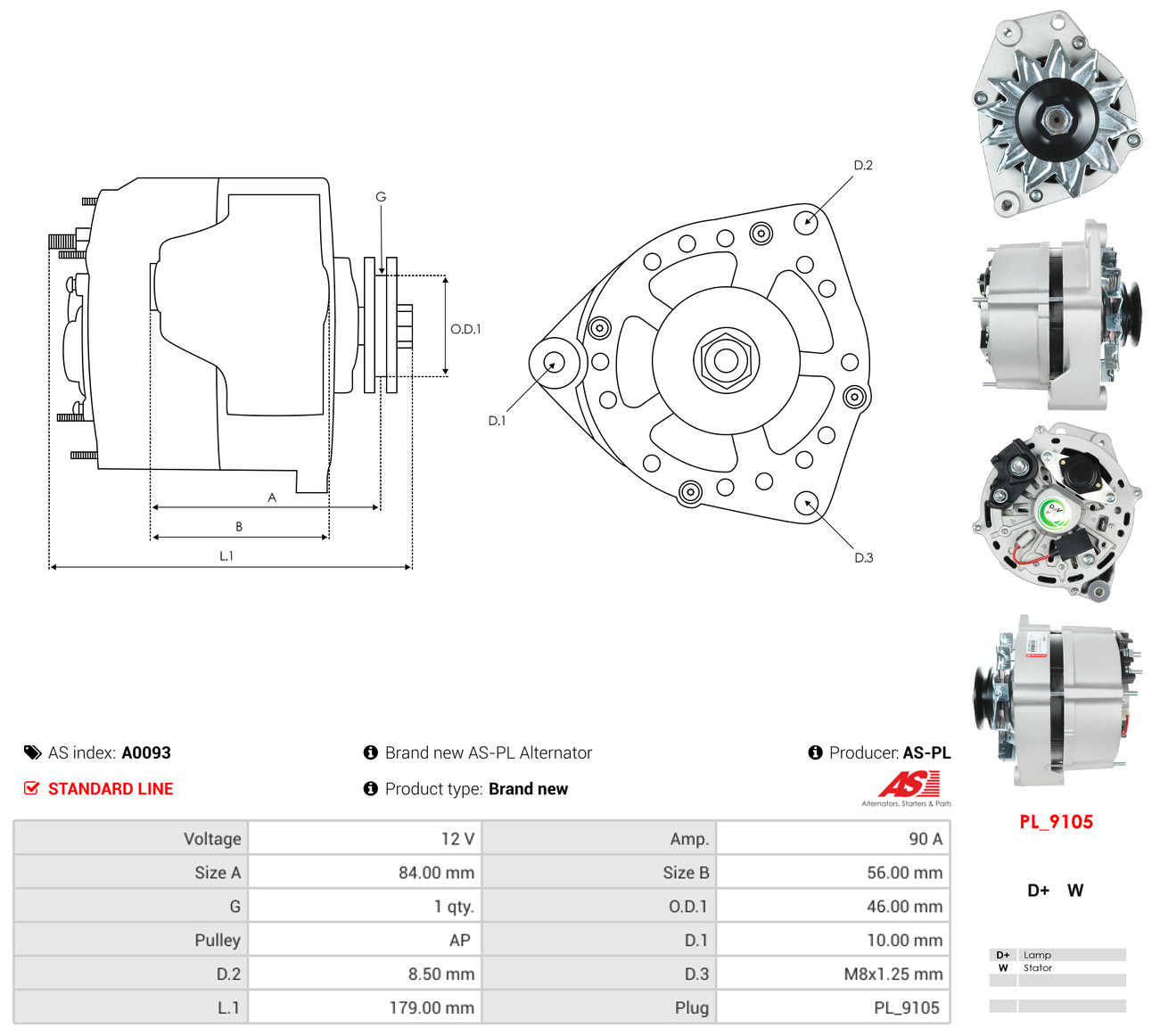 AS-PL Generator a0093 for VW DAF