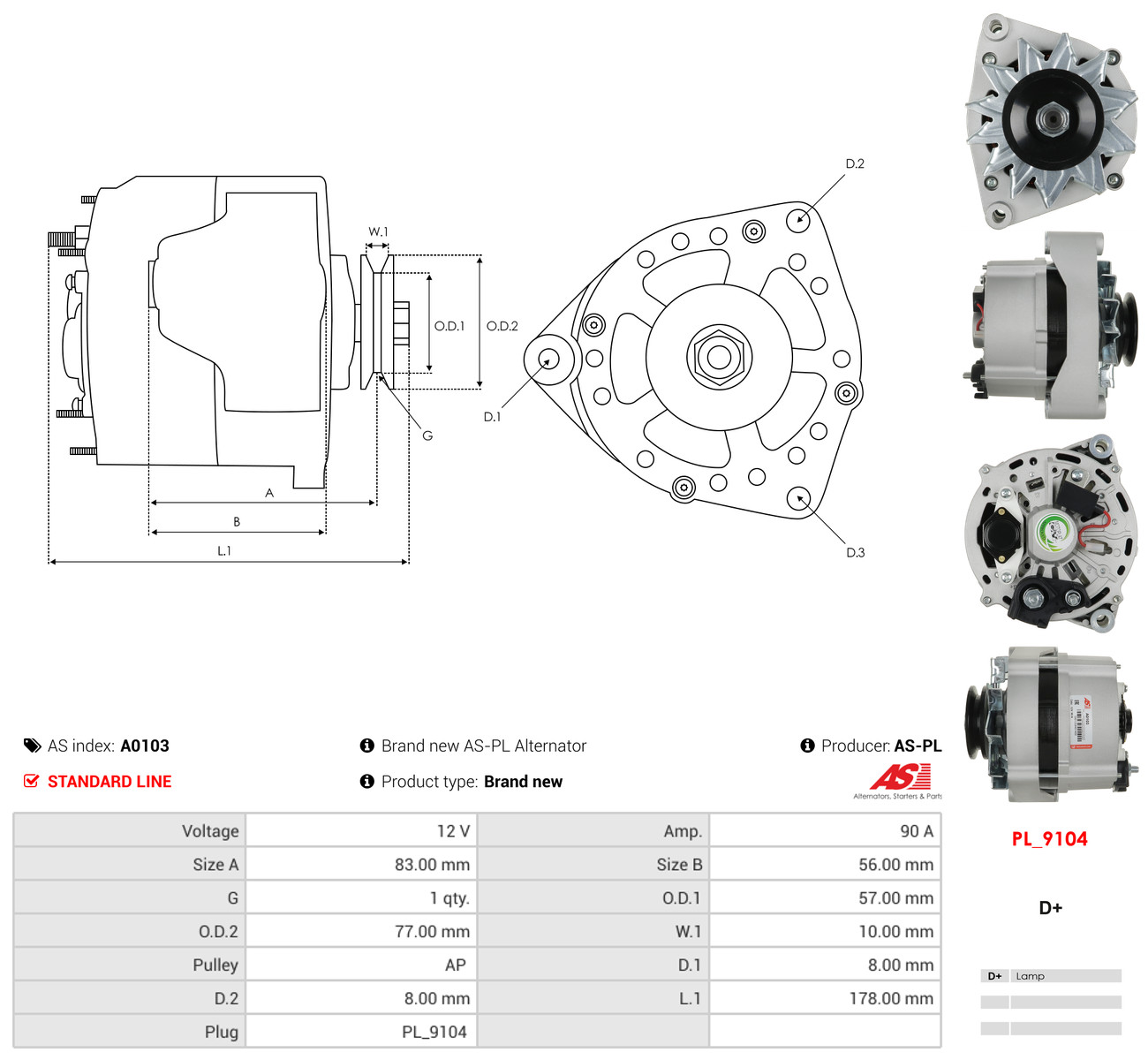 AS-PL Generator a0103 for VW