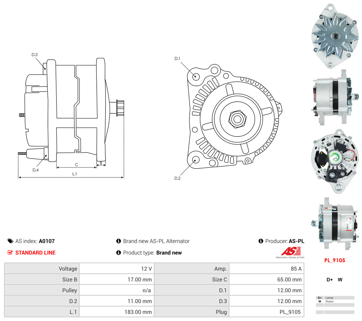 AS-PL Generator a0107 for IVECO FIAT