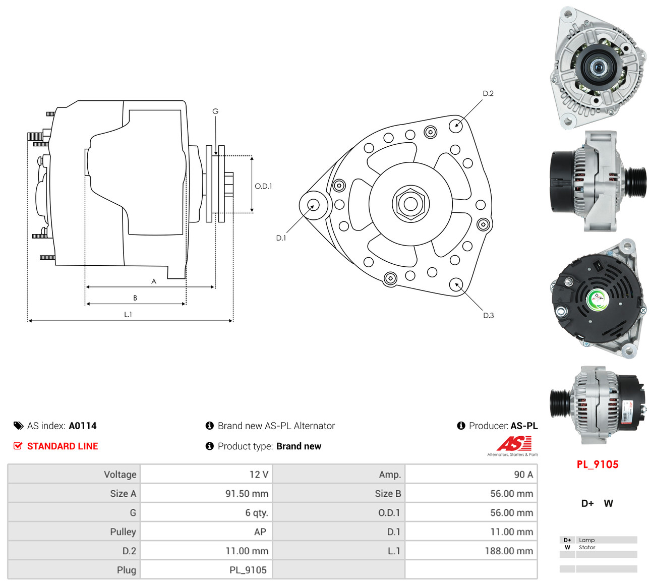 AS-PL Generator a0114 for MERCEDES-BENZ DAF MAN